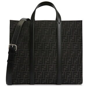 FENDI FF Jacquard Shopper Tote Shoulder Bag Brown